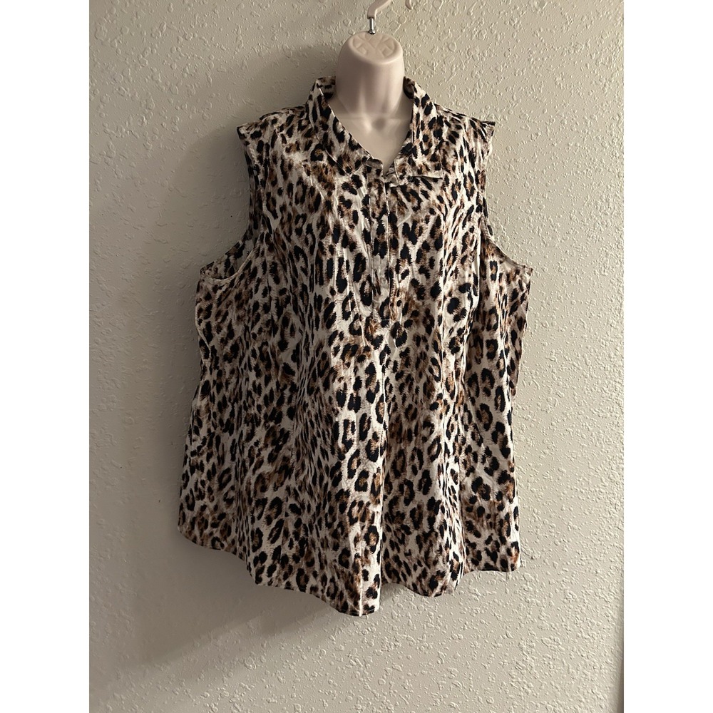 New 28W Jessica London Leopard Sleeveless Top #276*8